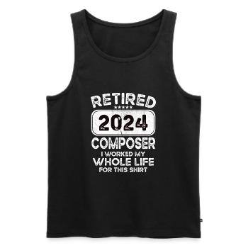 Retired Composer 2024 - Men's Premium Organic Tank Top - black - Front - AI Model Male 178 light (178cm)