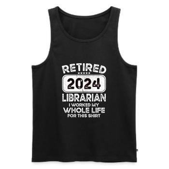 Bibliothécaire à la retraite 2024 - Débardeur bio Premium Homme - noir - Devant - AI Model Male 178 light (178cm)