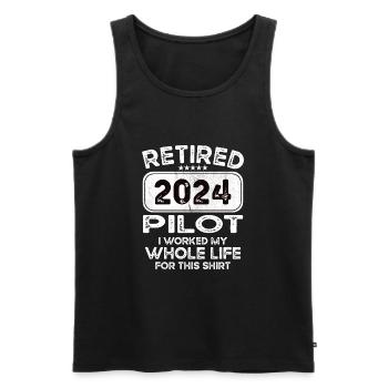 Retired Pilot 2024 - Men's Premium Organic Tank Top - black - Front - AI Model Male 178 light (178cm)