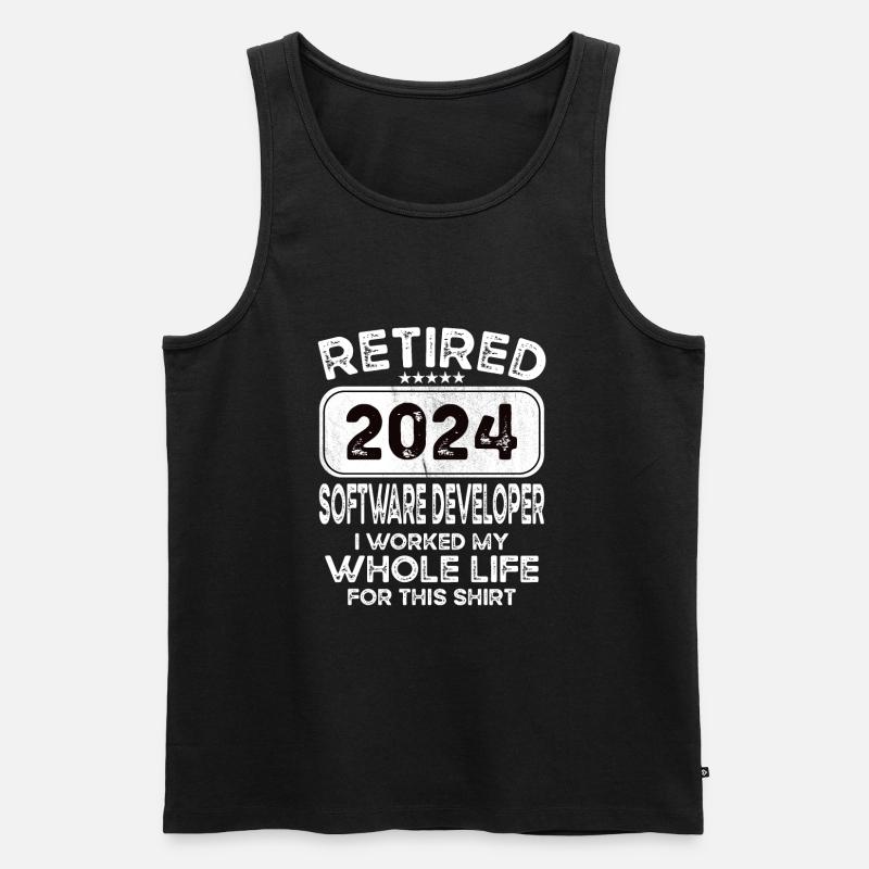 Retired Software developer 2024 - Men's Premium Organic Tank Top - black