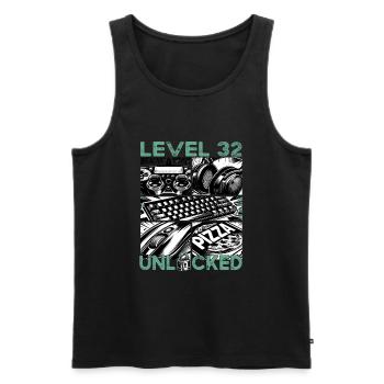 Birthday Level 32 Unlocked Gaming & Gamer - Men's Premium Organic Tank Top - black - Front - Michal (187cm)