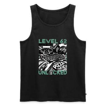 Birthday Level 62 Unlocked Gaming & Gamer - Men's Premium Organic Tank Top - black - Front - Michal (187cm)