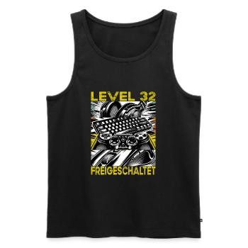 Geburtstag Level 32 freigeschaltet Gaming & Zocker - Männer Premium Bio Tank Top - Schwarz - Vorne - Michal (187cm)