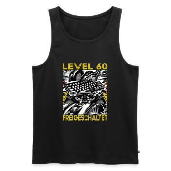 Birthday Level 60 Unlocked Gaming & Gamer - Men's Premium Organic Tank Top - black - Front - Michal (187cm)
