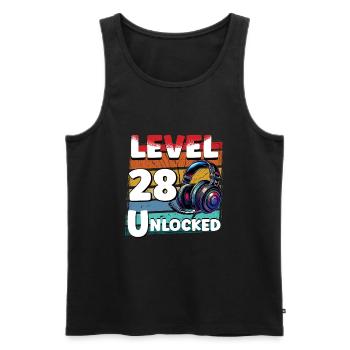 Gaming Birthday Niveau 28 Joueur débloqué - Débardeur bio Premium Homme - noir - Devant - Michal (187cm)