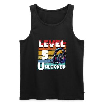 Gaming Anniversaire Niveau 5 Joueur débloqué - Débardeur bio Premium Homme - noir - Devant - Michal (187cm)