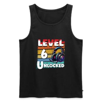 Gaming Birthday Niveau 6 Joueur débloqué - Débardeur bio Premium Homme - noir - Devant - Michal (187cm)