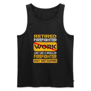 Retirement firefighter only happier Retired - Men's Premium Organic Tank Top - black - Front - AI Model Male 178 light (178cm)