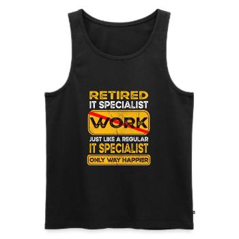 Retirement it specialist only happier Retired - Men's Premium Organic Tank Top - black - Front - AI Model Male 178 light (178cm)