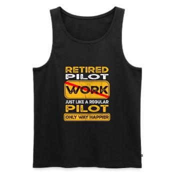 Retirement pilot only happier Retired - Men's Premium Organic Tank Top - black - Front - AI Model Male 178 light (178cm)