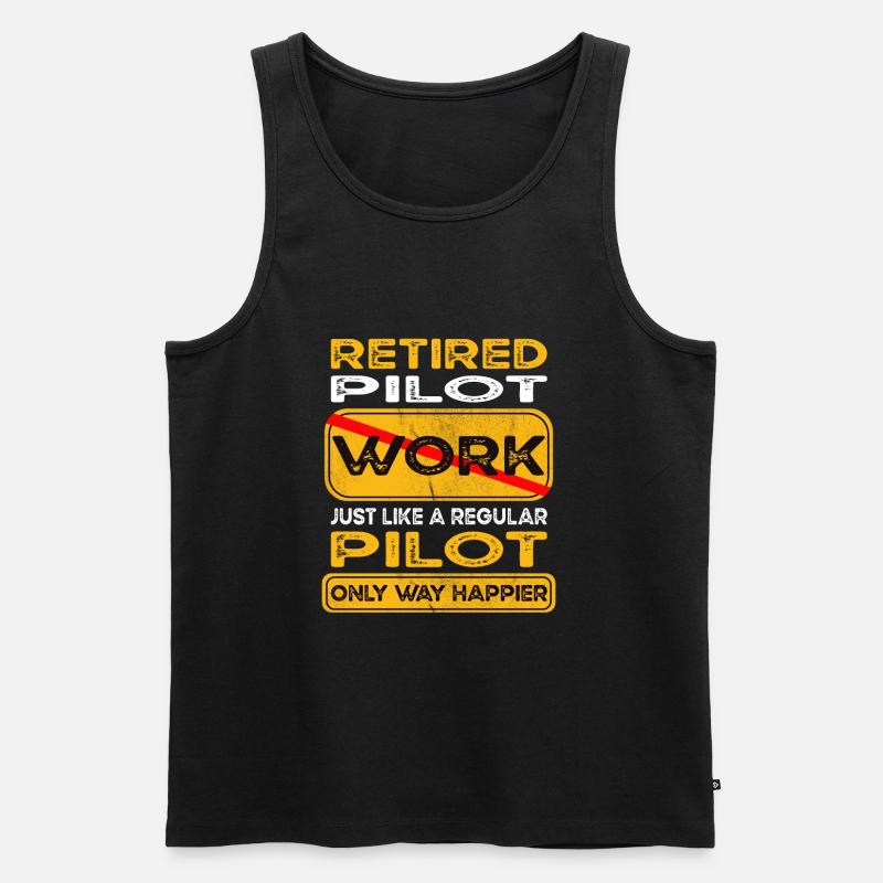 Retirement pilot only happier Retired - Männer Premium Bio Tank Top - Schwarz