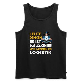 Les gens pensent que les logisticiens de la logistique magique - Débardeur bio Premium Homme - noir - Devant - Michal (187cm)