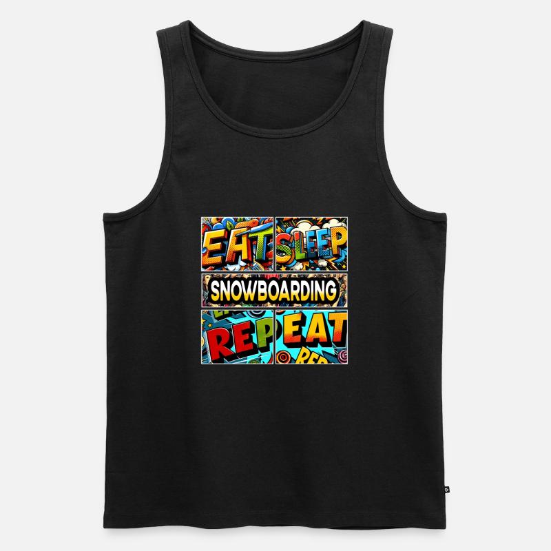 Eat sleep Snowboarding repeat - Männer Premium Bio Tank Top - Schwarz