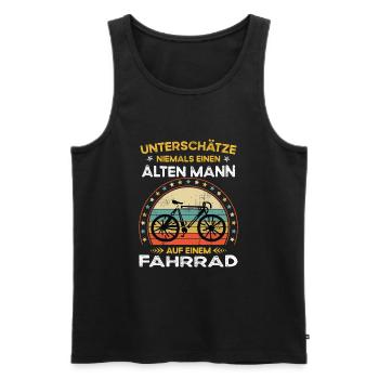 Never underestimate old man on a bike - Men's Premium Organic Tank Top - black - Front - Michal (187cm)
