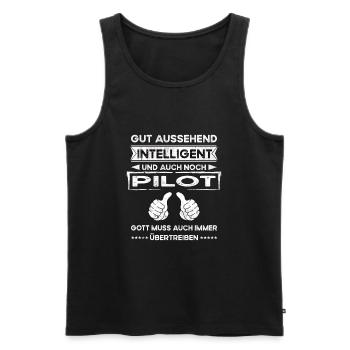 Pilot Gut Aussehend Intelligent - Männer Premium Bio Tank Top - Schwarz - Vorne - Michal (187cm)