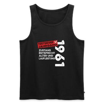 63 Jahre Geburtstag Testsieger Jahrgang 1961 - Männer Premium Bio Tank Top - Schwarz - Vorne - Michal (187cm)