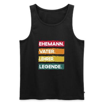 Mari Père Enseignant Légende Fête des Pères - Débardeur bio Premium Homme - noir - Devant - Michal (187cm)