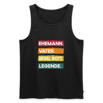 Husband Father Sailing Legend Father's Day - Men's Premium Organic Tank Top - black - Front - Michal (187cm)