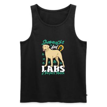 Labrador Owner Lab Paw Happy St Patrick's Day - Men's Premium Organic Tank Top - black - Front - AI Model Male 178 light (178cm)