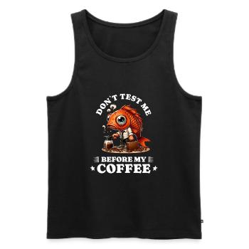 Morgenmuffel Kaffee Anti Frühaufsteher fish - Männer Premium Bio Tank Top - Schwarz - Vorne - AI Model Male 178 light (178cm)
