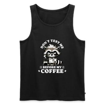 Morgenmuffel Kaffee Anti Frühaufsteher racoon - Männer Premium Bio Tank Top - Schwarz - Vorne - AI Model Male 178 light (178cm)
