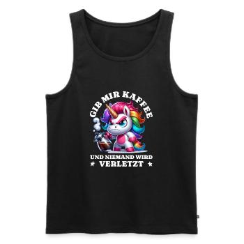 Morning grouch Give me coffee funny unicorn - Men's Premium Organic Tank Top - black - Front - Michal (187cm)
