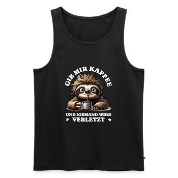 Morning grouch Give me coffee funny sloth - Men's Premium Organic Tank Top - black - Front - Michal (187cm)