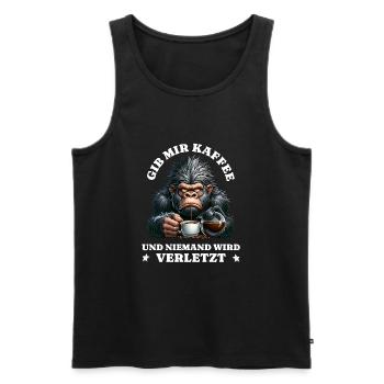 Morning grouch Give me coffee funny gorilla - Men's Premium Organic Tank Top - black - Front - Michal (187cm)