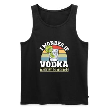Ich frage mich, ob Vodka auch an mich denkt - Männer Premium Bio Tank Top - Schwarz - Vorne - AI Model Male 178 light (178cm)