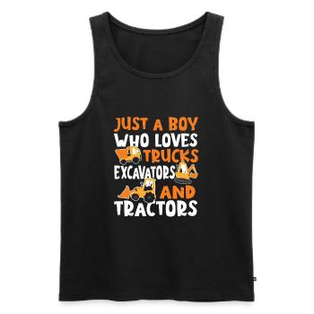 Just a boy who drives trucks, excavators and tractors - Men's Premium Organic Tank Top - black - Front - Michal (187cm)