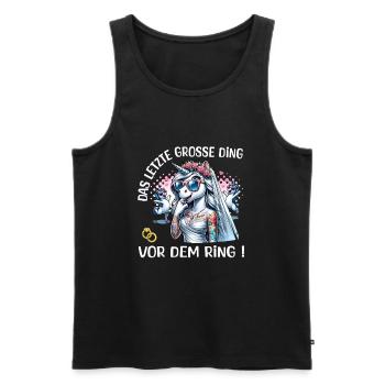 JGA Braut Junggesellinnenabschied Poltern Frauen - Männer Premium Bio Tank Top - Schwarz - Vorne - Michal (187cm)
