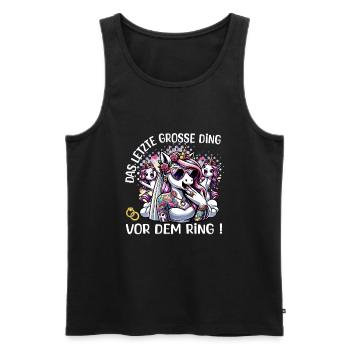 JGA Braut Junggesellinnenabschied Poltern Frauen - Männer Premium Bio Tank Top - Schwarz - Vorne - Michal (187cm)
