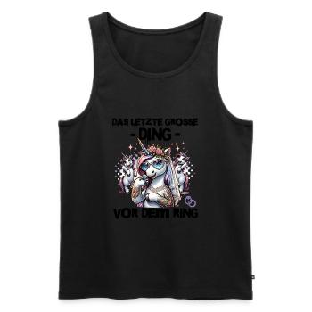 JGA Braut Junggesellinnenabschied Poltern Frauen - Männer Premium Bio Tank Top - Schwarz - Vorne - Michal (187cm)