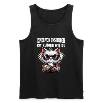 Lustiger Einer von uns beiden ist klüger als du - Männer Premium Bio Tank Top - Schwarz - Vorne - Michal (187cm)
