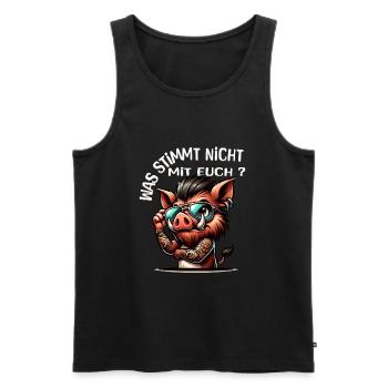I hate people - What's wrong with you - Men's Premium Organic Tank Top - black - Front - AI Model Male 178 light (178cm)