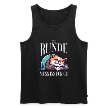 I'm tired so the round has to sleep in the square - Men's Premium Organic Tank Top - black - Front - Michal (187cm)