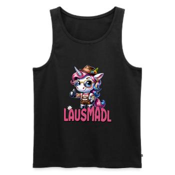 Tracht Damen Outfit Dirndl Ersatz Lausmadl - Men's Premium Organic Tank Top - black - Front - AI Model Male 178 light (178cm)