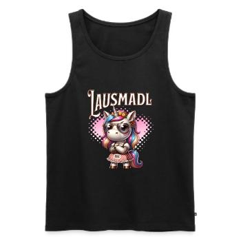 Tracht Damen Outfit Dirndl Ersatz Lausmadl - Men's Premium Organic Tank Top - black - Front - Michal (187cm)