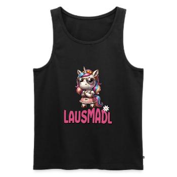 Tracht Damen Outfit Dirndl Ersatz Lausmadl - Men's Premium Organic Tank Top - black - Front - Michal (187cm)