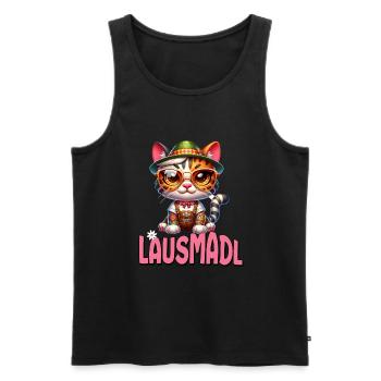 Tracht Damen Outfit Dirndl Ersatz Lausmadl - Men's Premium Organic Tank Top - black - Front - Michal (187cm)