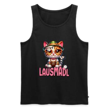 Tracht Damen Outfit Dirndl Ersatz Lausmadl - Men's Premium Organic Tank Top - black - Front - Michal (187cm)