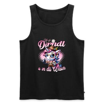 Tracht Damen Outfit Mei Dirndl is in da Wäsch - Männer Premium Bio Tank Top - Schwarz - Vorne - Michal (187cm)
