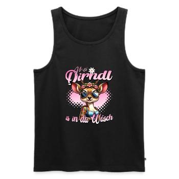 Tracht Damen Outfit Mei Dirndl is in da Wäsch - Männer Premium Bio Tank Top - Schwarz - Vorne - Michal (187cm)