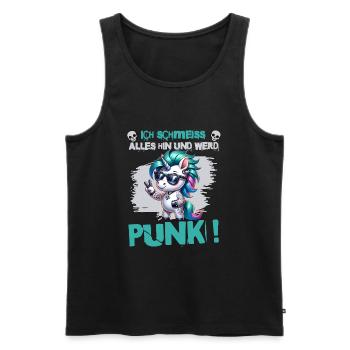 I don't care - Schmeiss alles hin werd Punk Punkrock - Men's Premium Organic Tank Top - black - Front - AI Model Male 178 light (178cm)