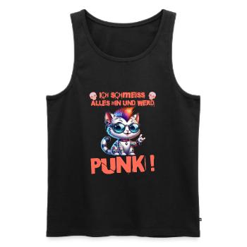 I don't care - Schmeiss alles hin werd Punk Punkrock - Men's Premium Organic Tank Top - black - Front - AI Model Male 178 light (178cm)