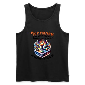 Legends don't age, they go video games - Men's Premium Organic Tank Top - black - Front - Michal (187cm)