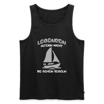 Legends don't age, they go sailing - Men's Premium Organic Tank Top - black - Front - Michal (187cm)