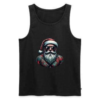Père Noël tatoué encré Noël - Débardeur bio Premium Homme - noir - Devant - Michal (187cm)