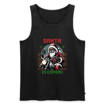 Motorcycle Santa Claus Biker Christmas - Men's Premium Organic Tank Top - black - Front - AI Model Male 178 light (178cm)