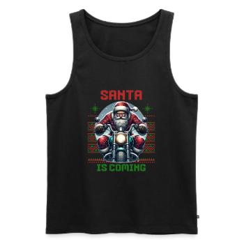 Motorcycle Santa Claus Biker Christmas - Men's Premium Organic Tank Top - black - Front - AI Model Male 178 light (178cm)